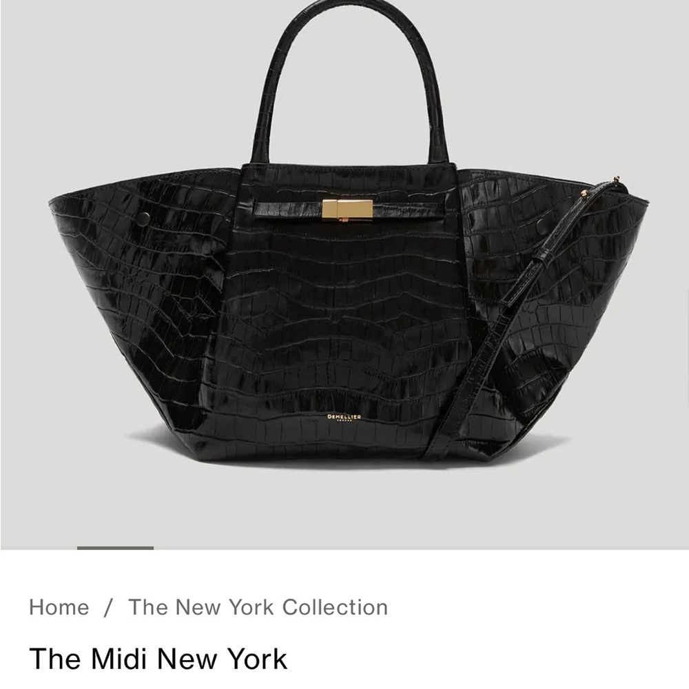 DeMellier The MIDI New York Black Croc-Embossed Tote